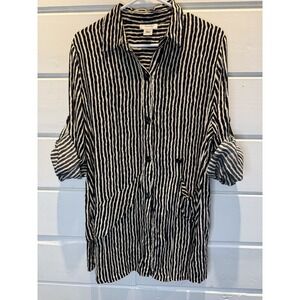 Dorman Women's Button Top, Roll Sleeve, XL, 100% cotton, Lagenlook, artsy